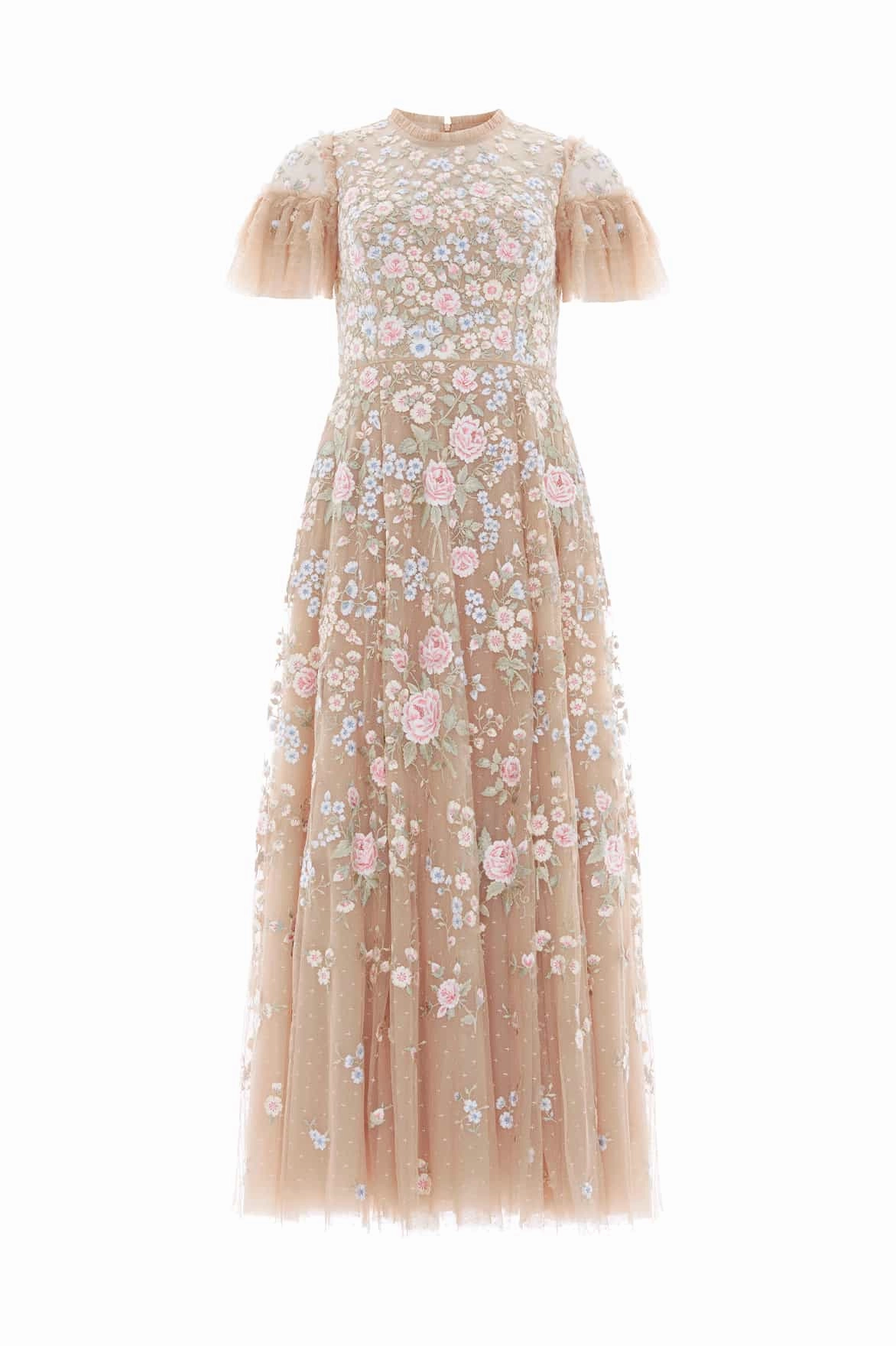 Antoinettes Floral Round Neck Ankle Gown Eye Appeal Simple Flow