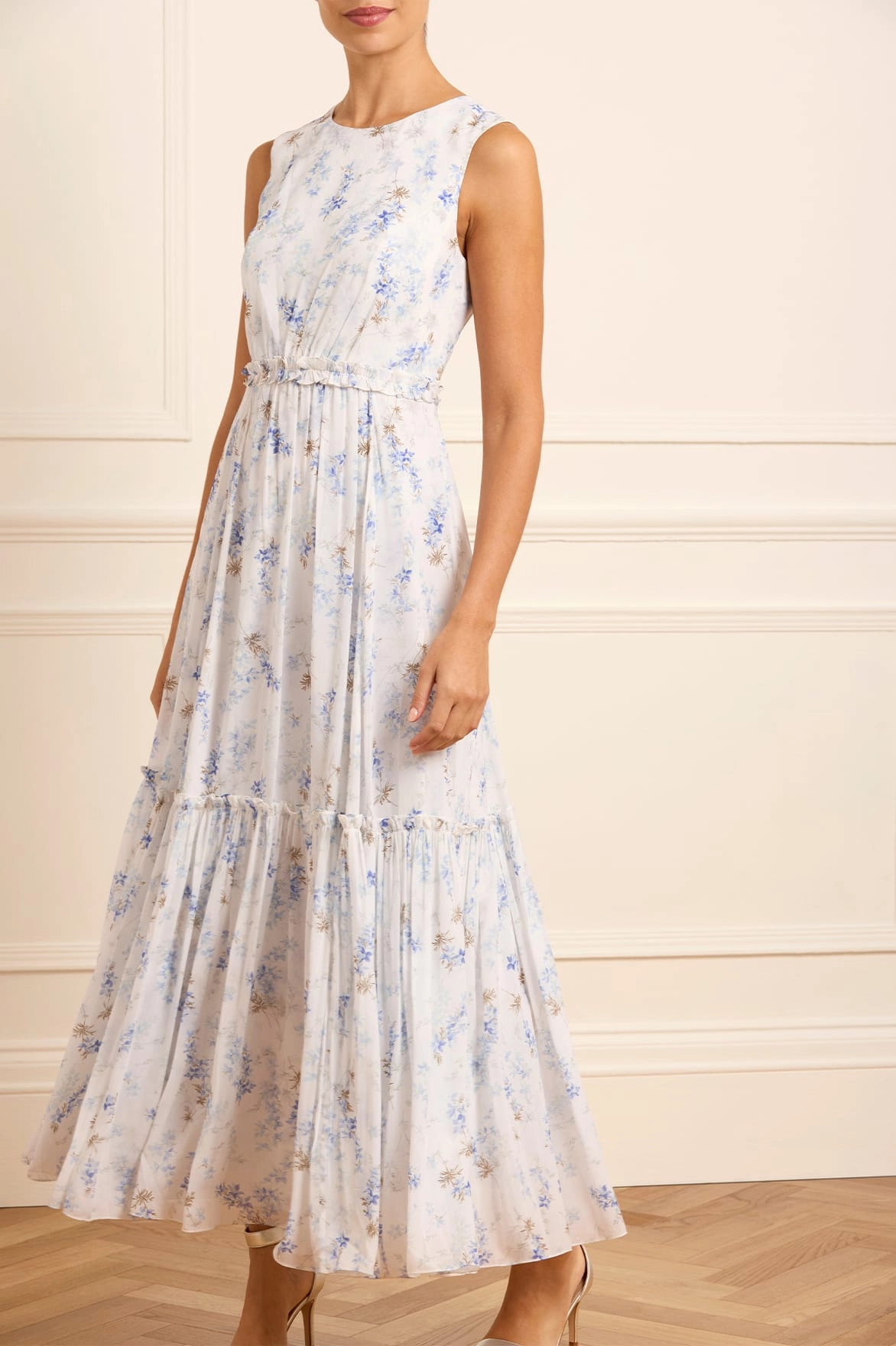 Ophelia Ditsy Harper Chiffon Cape Ankle Gown Bold Simplicity