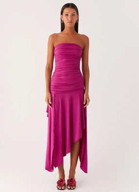 Ora Strapless Maxi Dress - Fuchsia