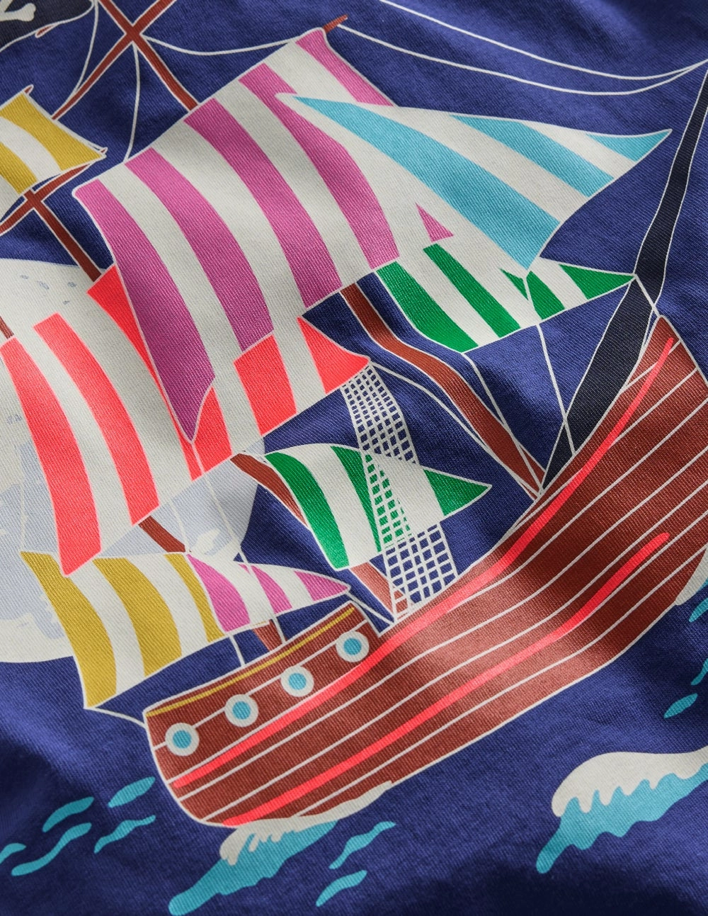 Glow-In-The-Dark T-shirt-Twilight Blue Pirate Ship Chic Sweater Hidden Zipper Pocket