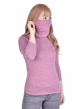 MultiFunctionalPockets sporty wear 3/4 Sleeve Top With Gaiter Cowl Neck