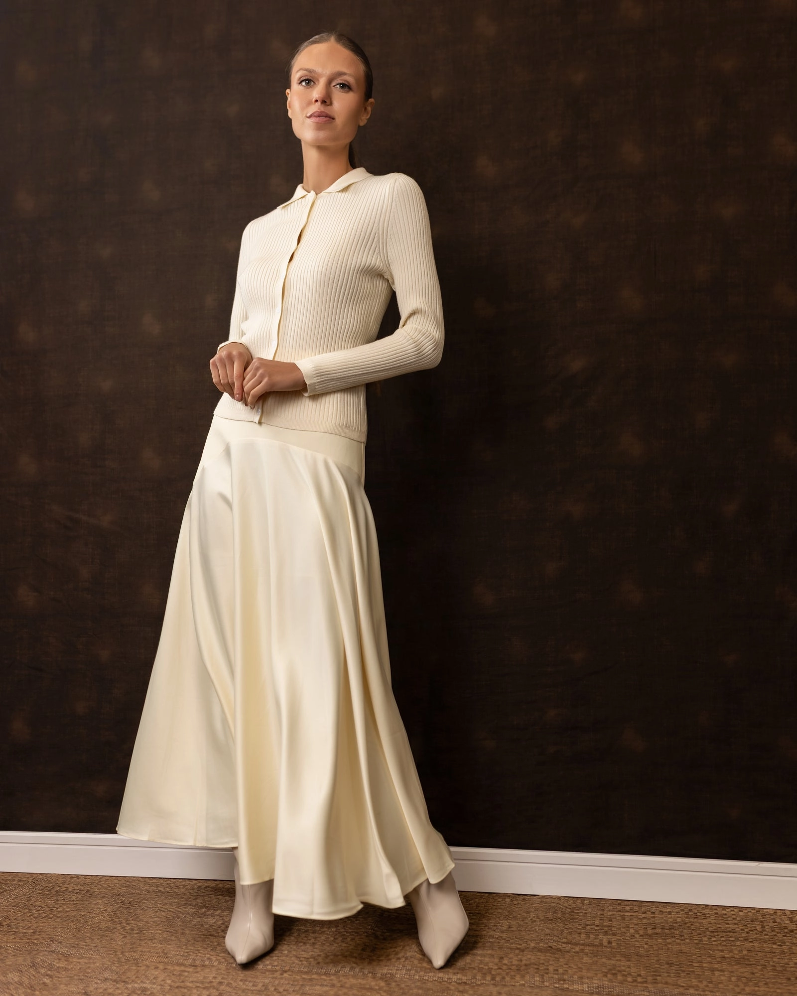 Cherie Skirt | Cream Gather Details