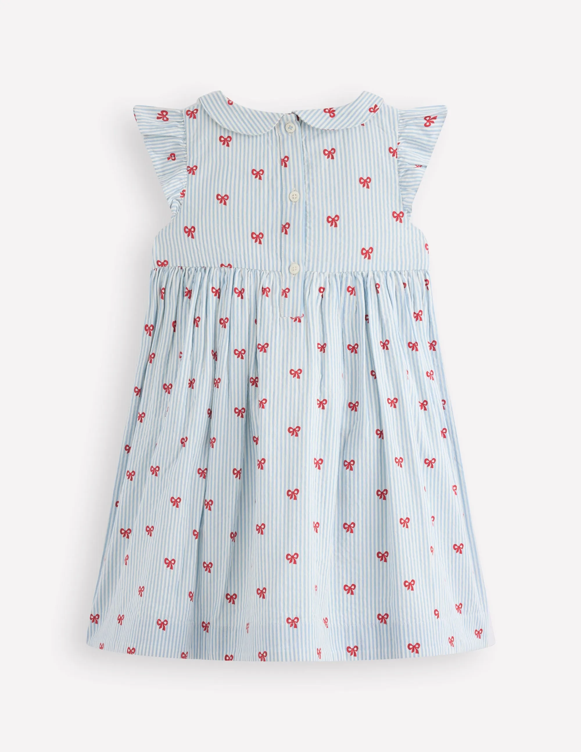 Light Drape Modern Lines Adeline Smocked Dress-Glacier Blue Spaced Tiny Bows