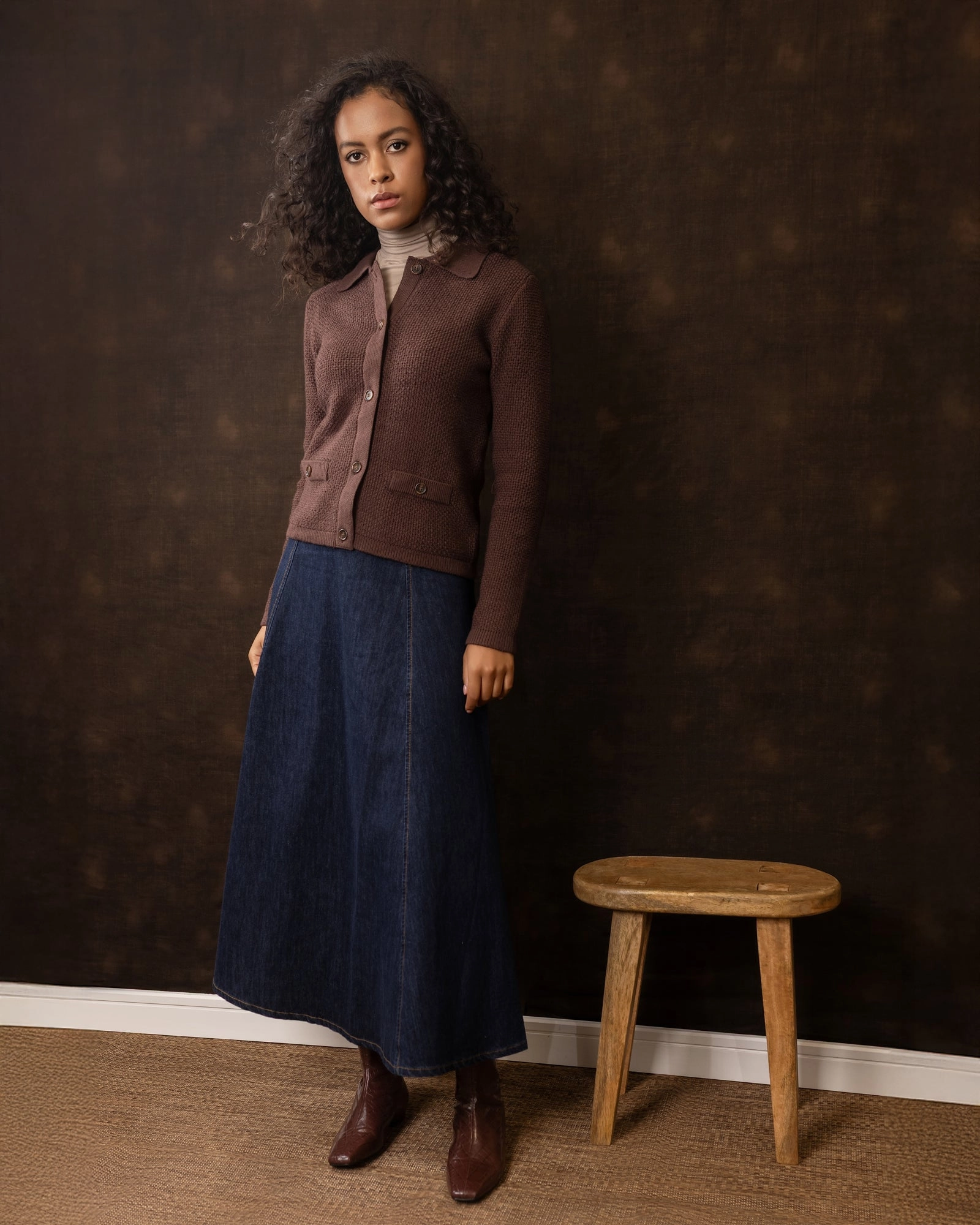 Jane Denim Skirt | Blue Gather Details Breathable Material