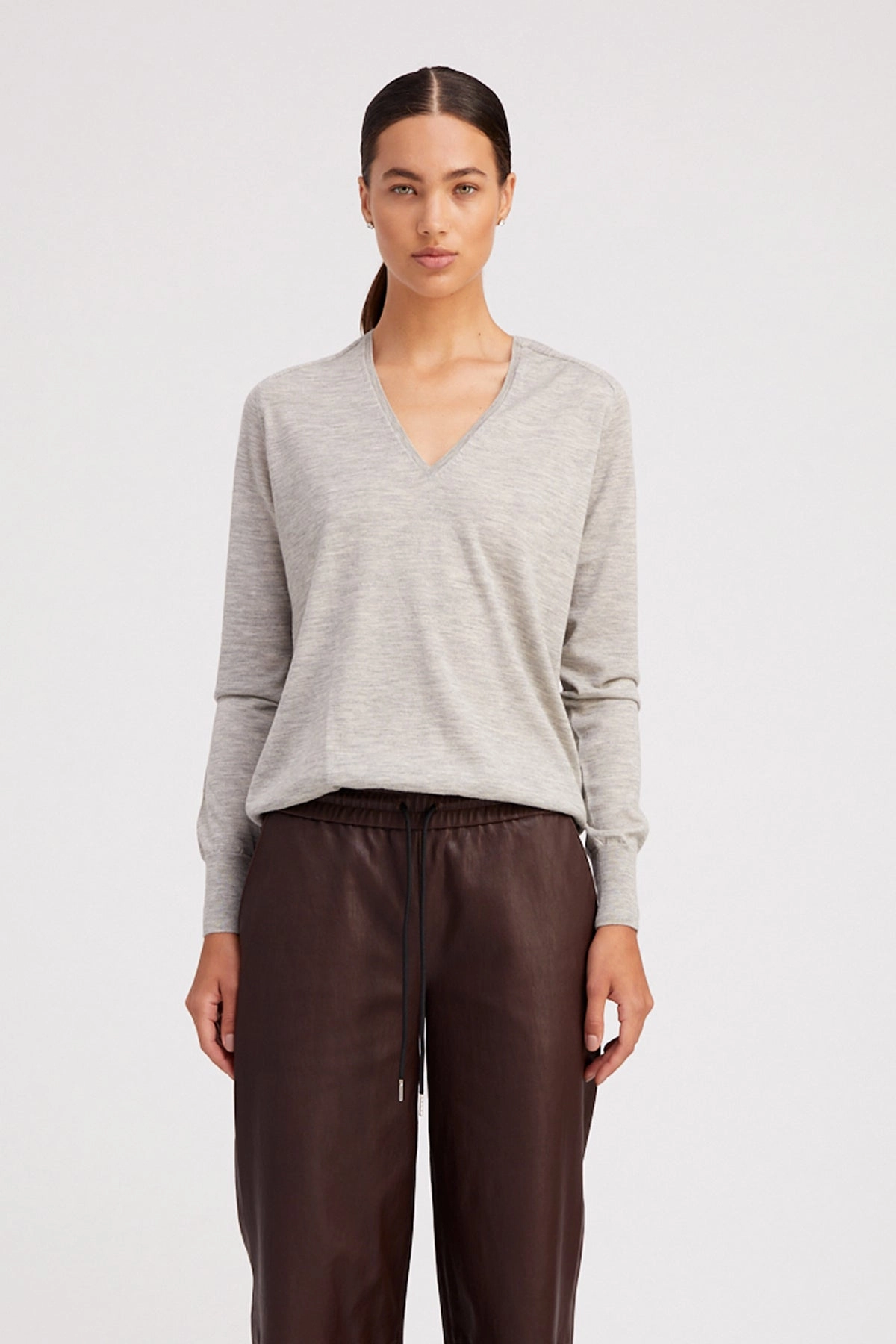 Oxford Cashmere V-Neck Sweater ContrastPlacket