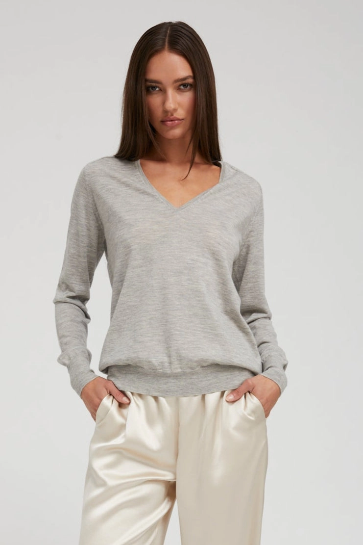 Hypoallergenic Lining Oxford Cashmere V-Neck Sweater