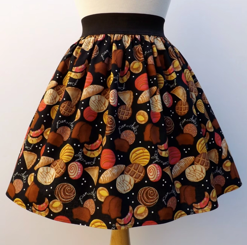 Geometric Print Soft Touch Pan Dulce Elastic Skirt #S-AP715