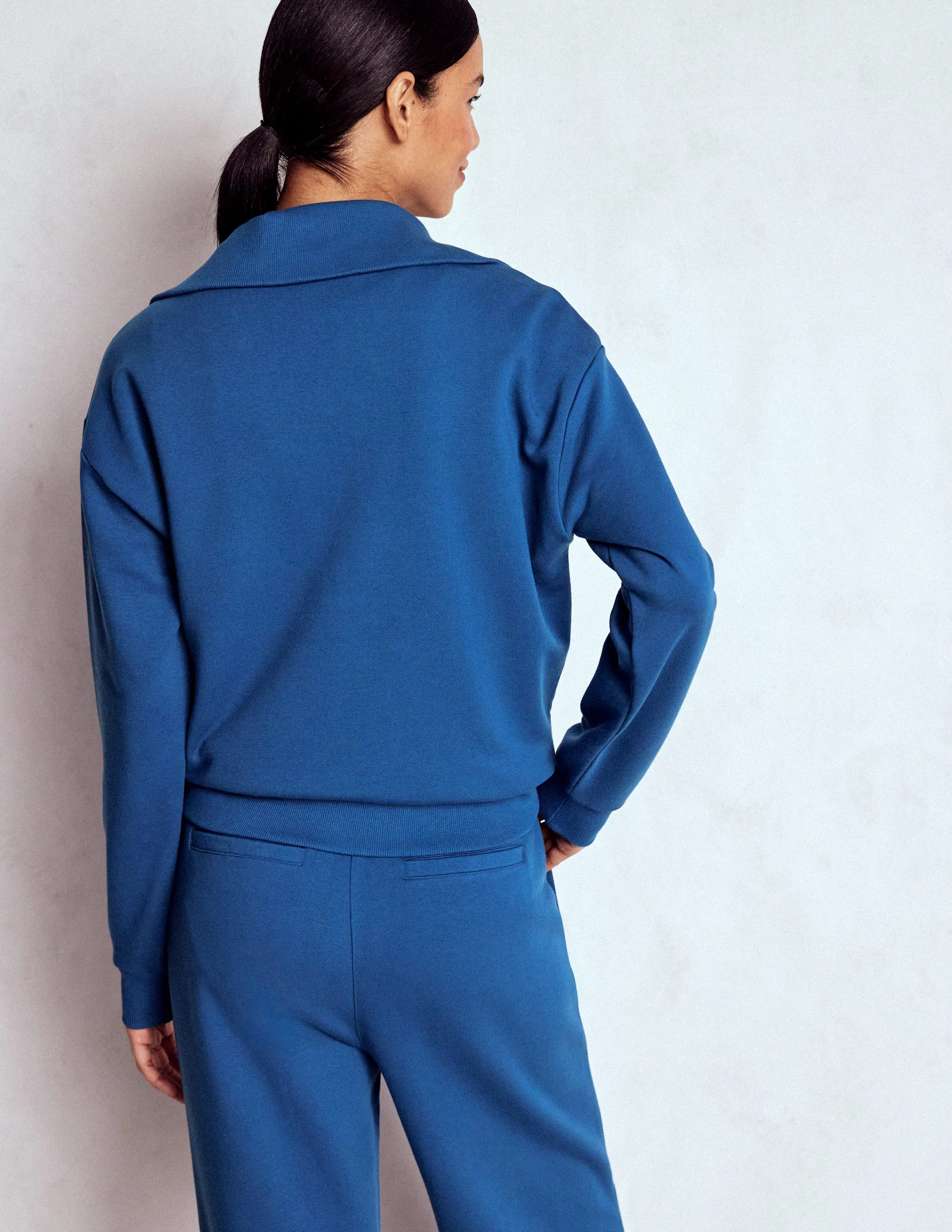 LowMaintenance Fabric HighDurabilityWeave Panelled Half-zip Sweatshirt-Tourmaline Blue