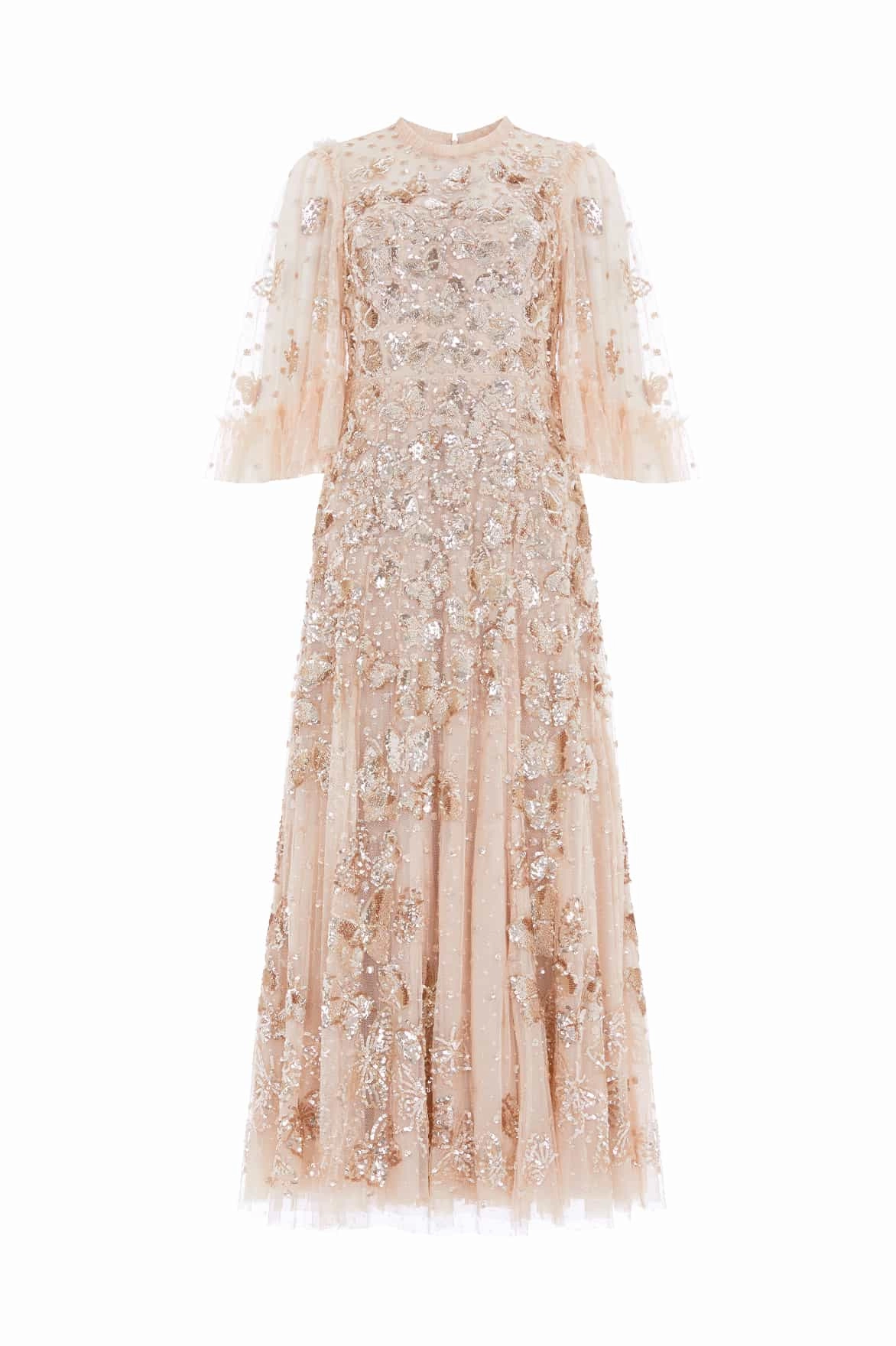 wrap waist Contrast-Piping Papillon Ankle Gown