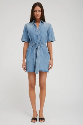 Bonded Seam Construction StretchTechnology Paradis Denim Mini Henley Dress