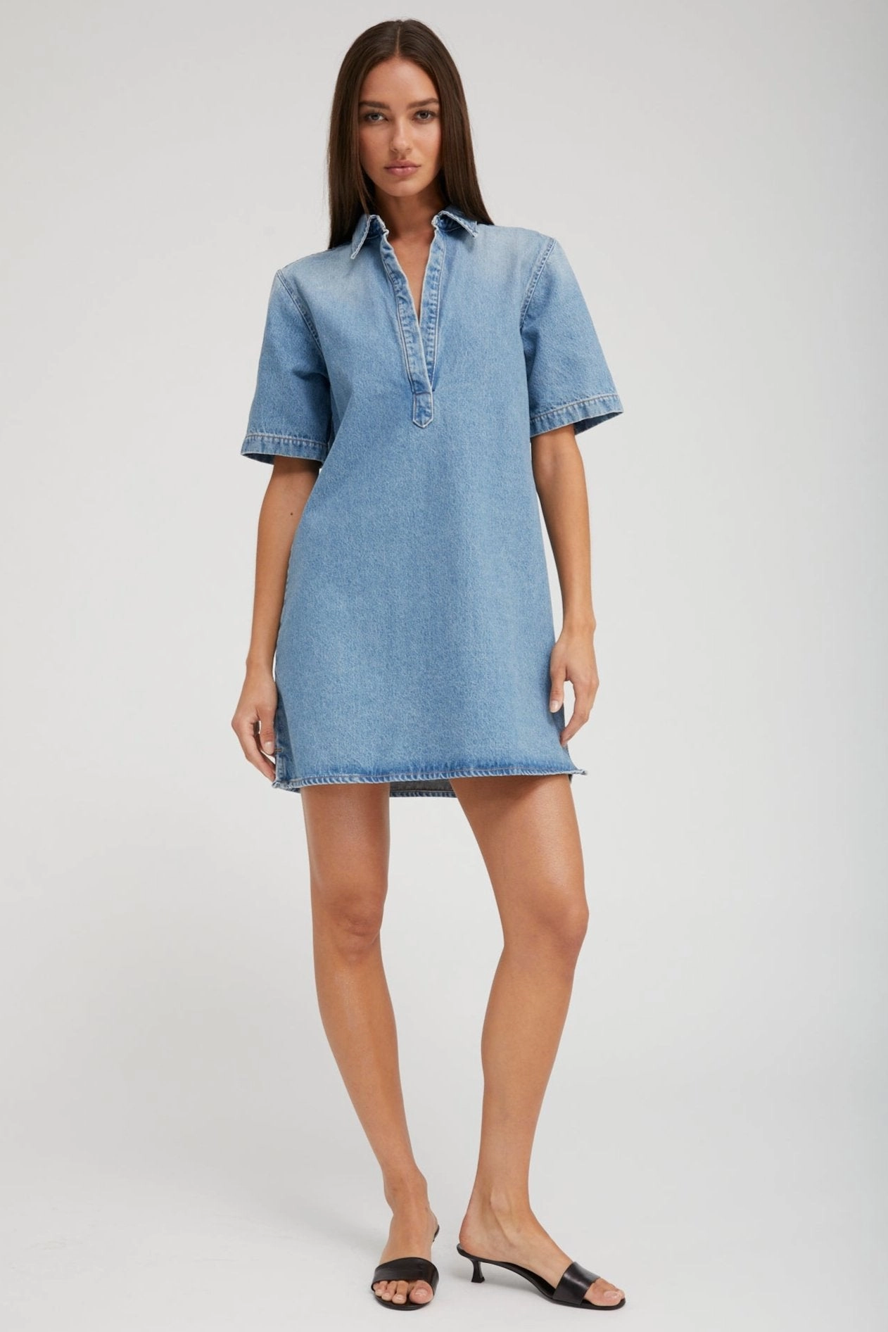 EcoFriendly Dye Paradis Denim Mini Henley Dress