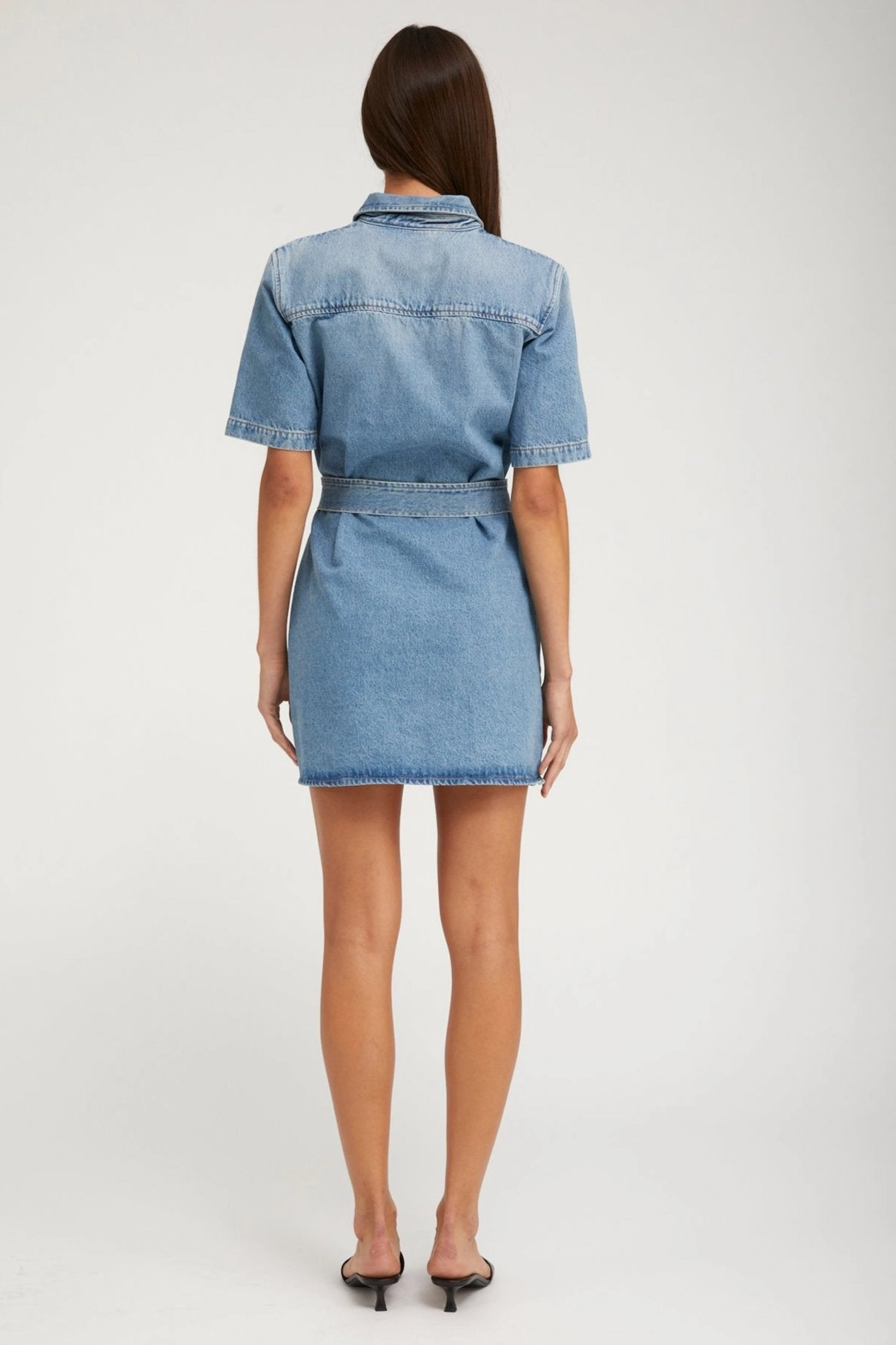 Paradis Denim Mini Henley Dress Rubberized grip