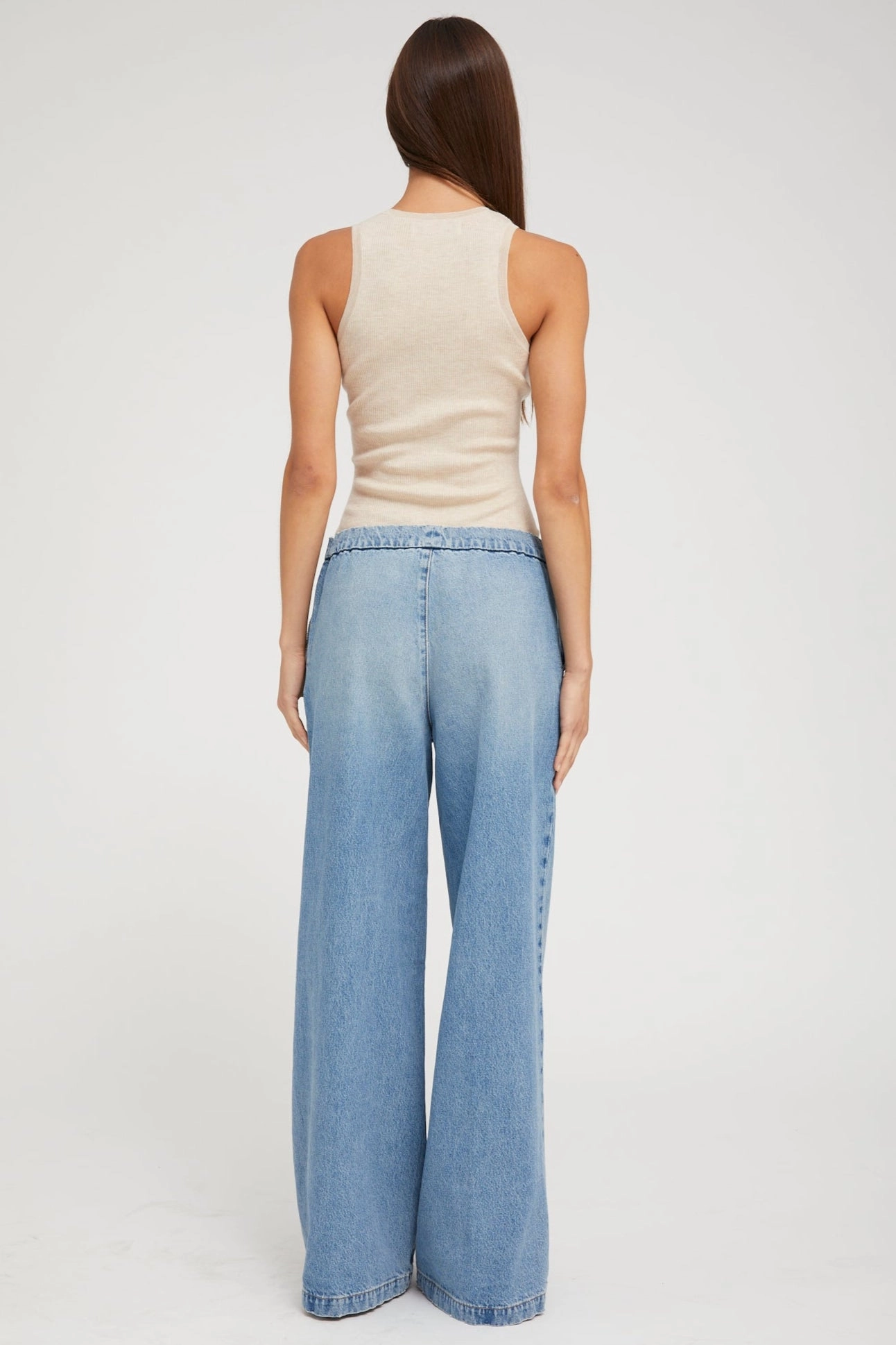 DoubleStitchedSeams Paradis Denim Wide Leg Pintuck Pants