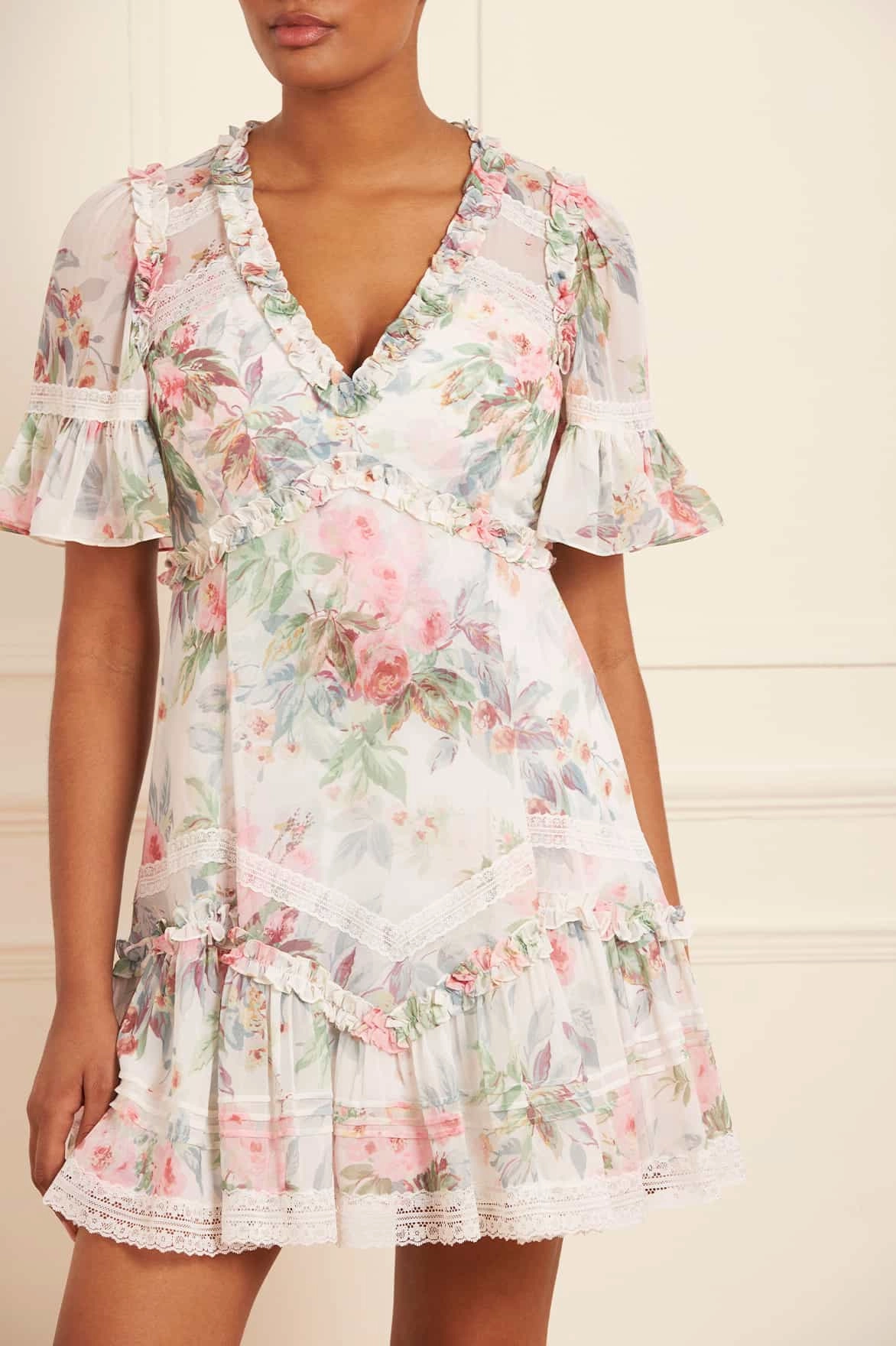 Paradise Garden Sonata Georgette Micro Mini Dress Elegant Layer