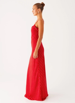 Pareo Maxi Dress - Red Polka Dot