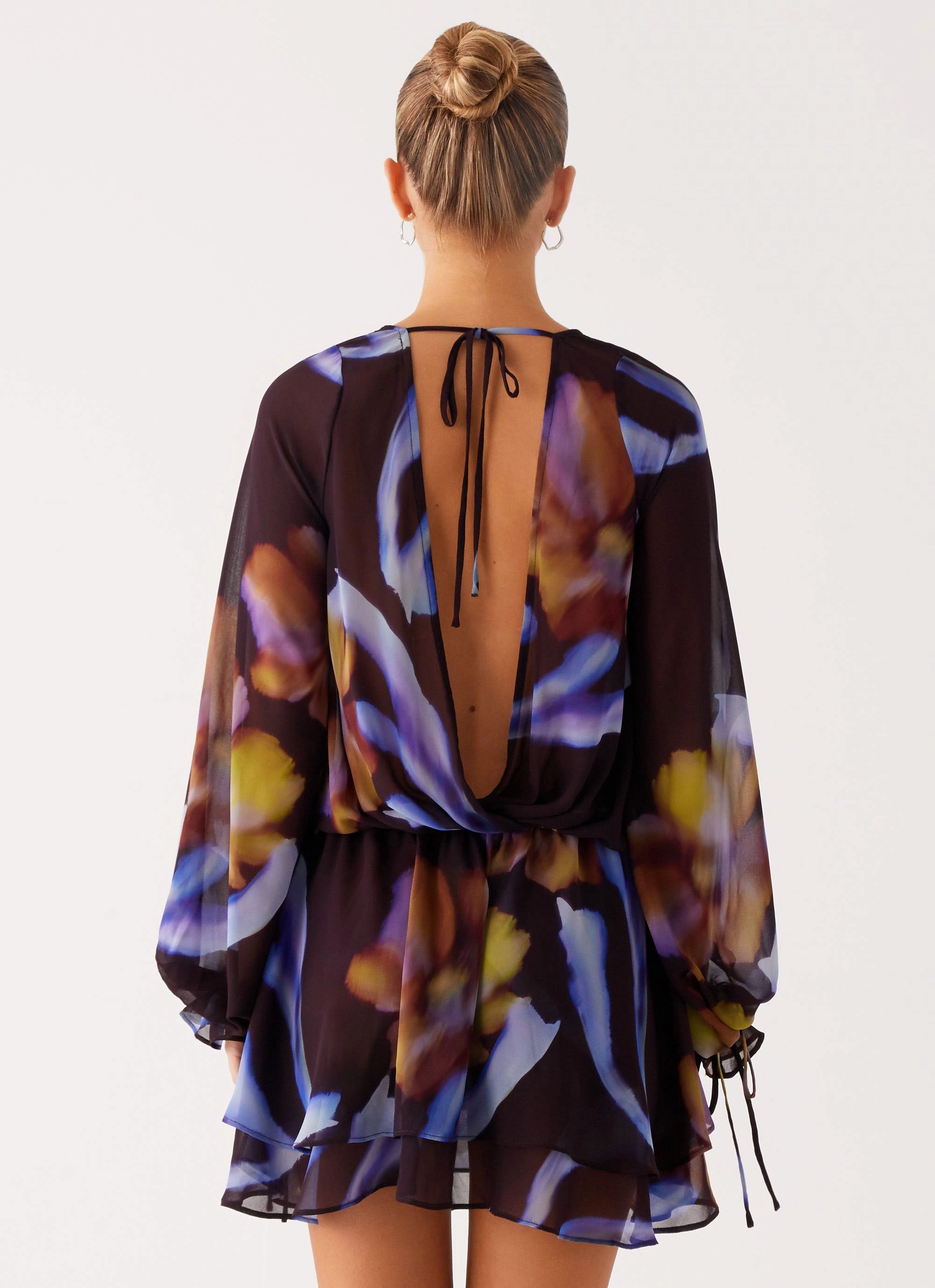 Passion Long Sleeve Mini Dress - Dark Floral