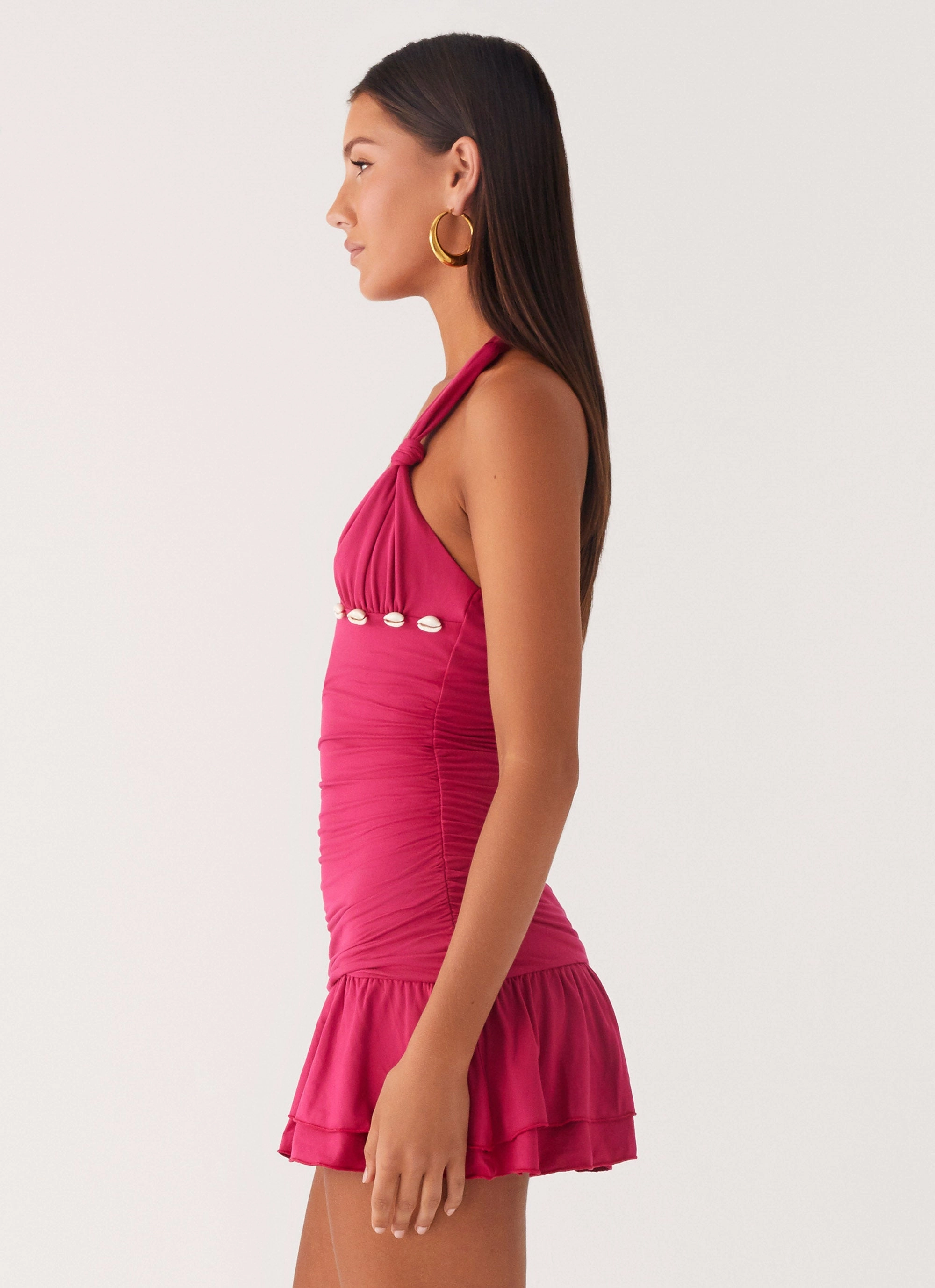 Payback Shell Trim Mini Dress - Fuchsia