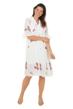 Peacock Feather Embroidered Tiered Dress tailored look