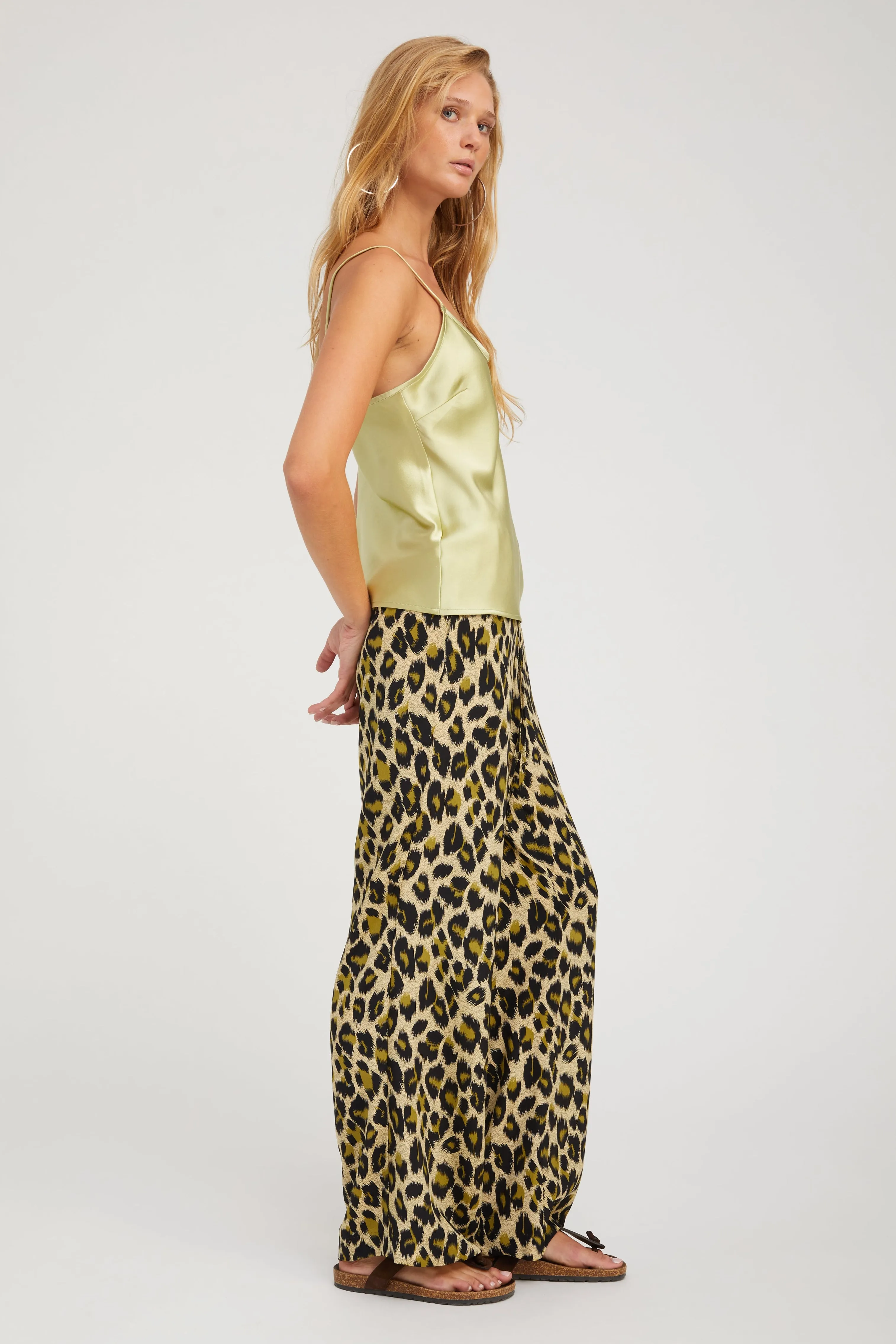 Effortless Comfort SoftLining Green Leopard Silk Kauai Pants