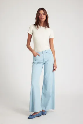 Daily Comfort Fit Light Blue Chambray Wide Leg Pants
