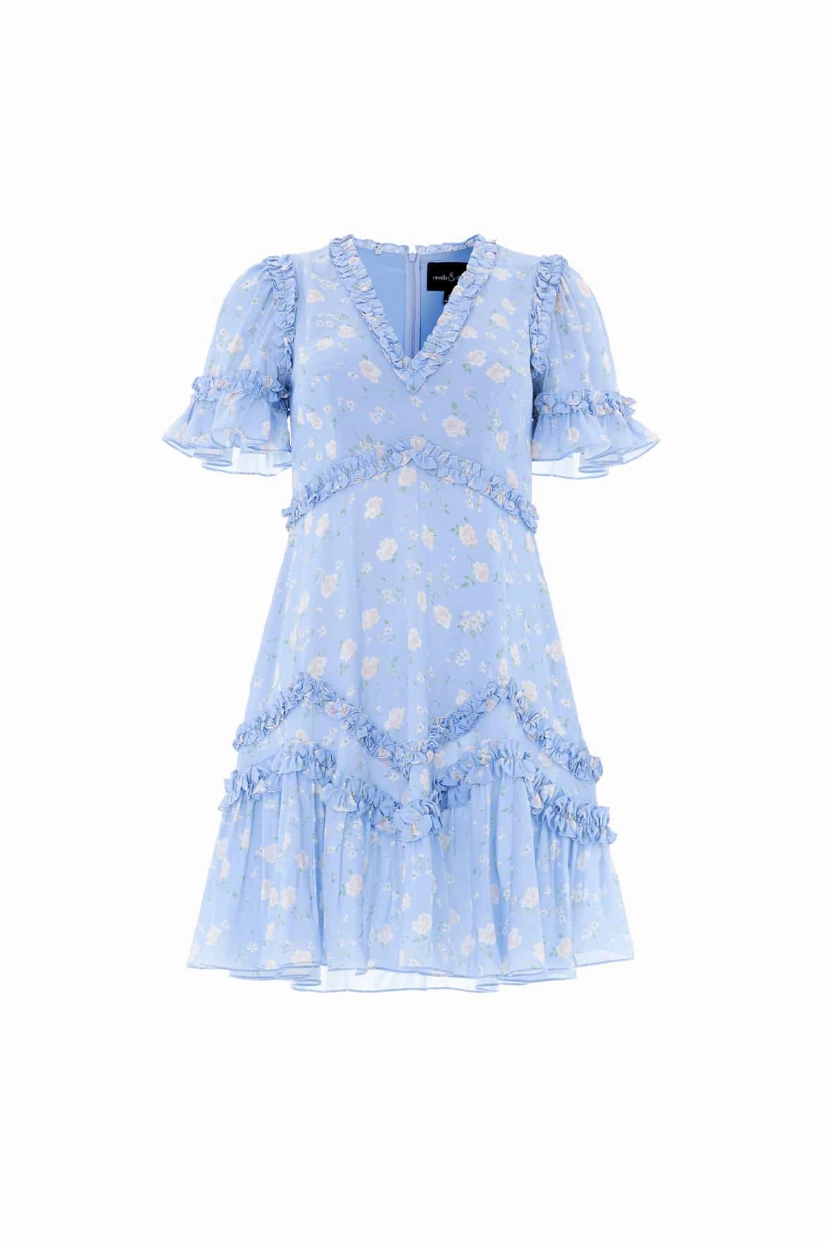 Rose Ditsy Satin V-Neck Micro Mini Dress Light and Comfortable Wear Free Shape