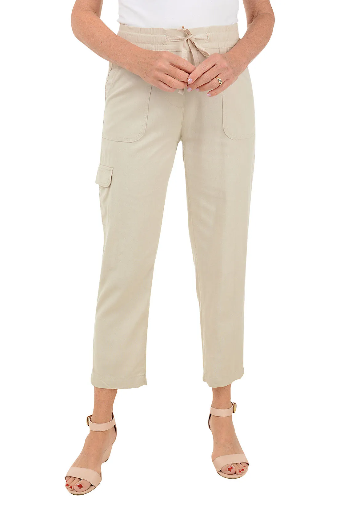 Linen Blend Cargo Pocket Pant Active Lifestyle Easy Comfort