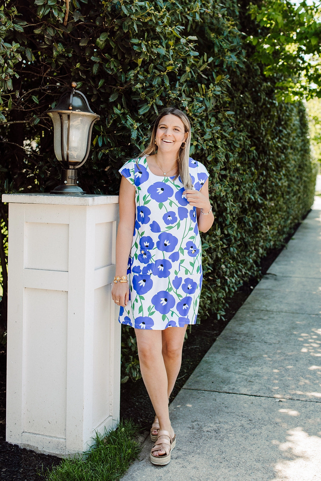 flowy style Charleston Cap Sleeve Dress Pop Art Flower