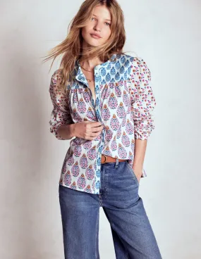 Temperature Regulating Textile Professional Wear Corrine Cotton Top-Multi, Wildflower Bouquet