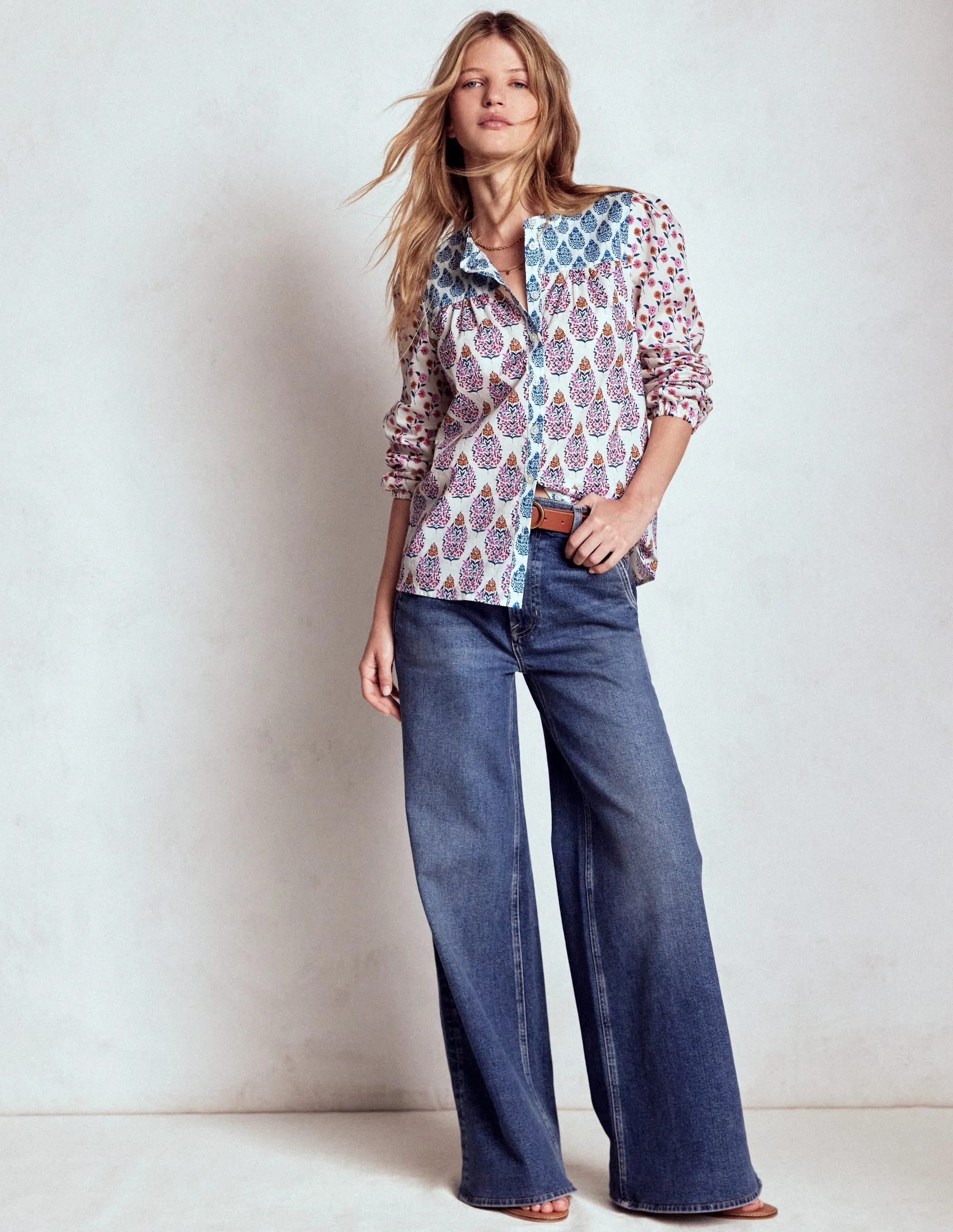 Corrine Cotton Top-Multi, Wildflower Bouquet Snag Free Fabric