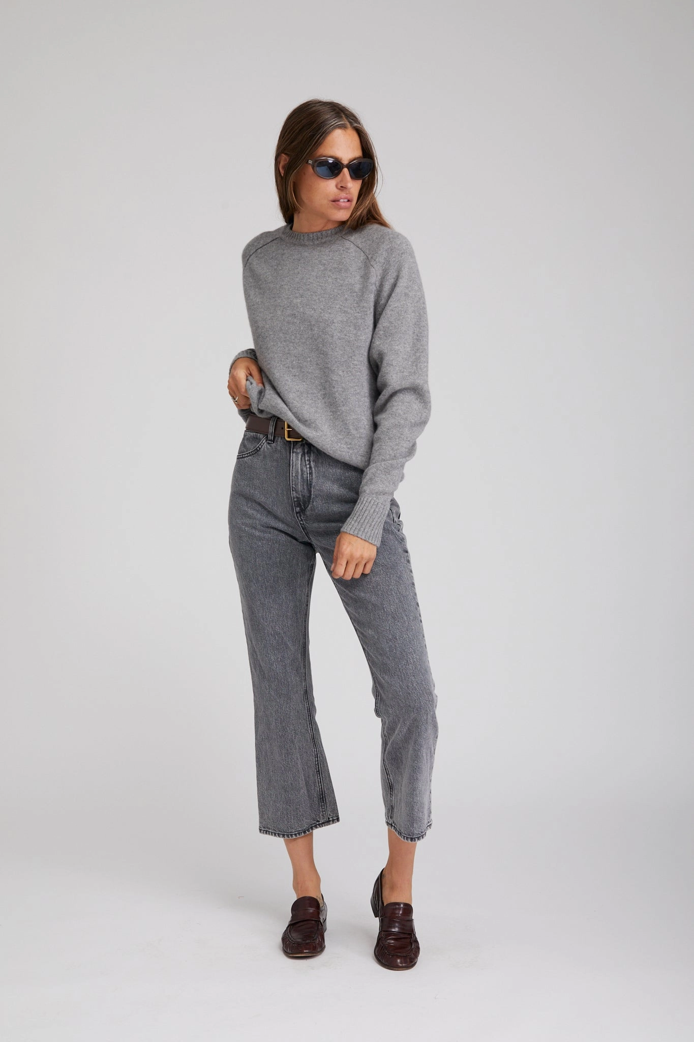 Frida Crop Flare Denim SheerLayering Reinforced Hemline