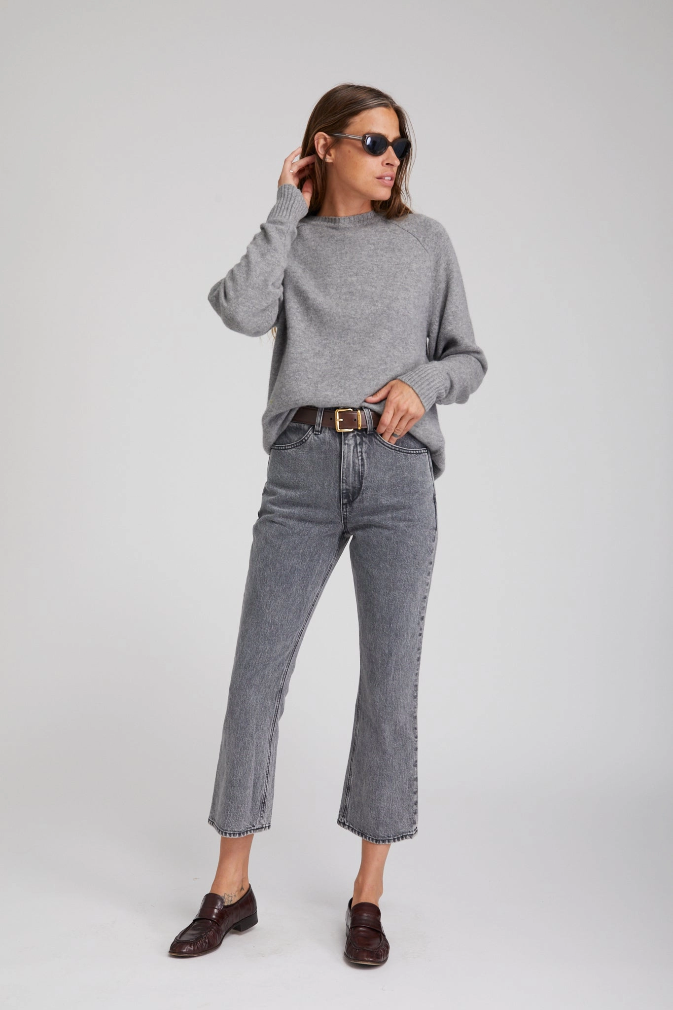 Moisture Management Fabric Frida Crop Flare Denim