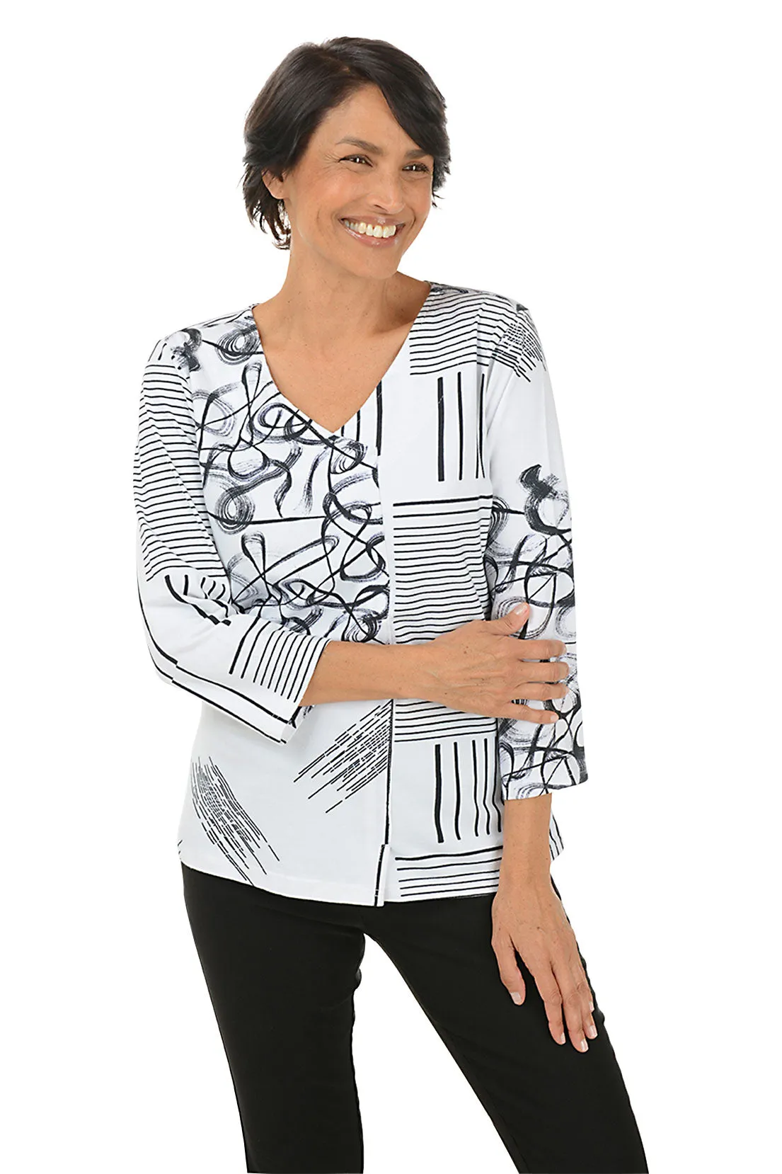 Petite Belle Surplice V-Neck Knit Top Breathable Knit Fabric