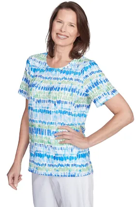 Lightweight Layering Option Butter Soft Handfeel Petite Parrot Cay Jewel Pleated Neck Tee
