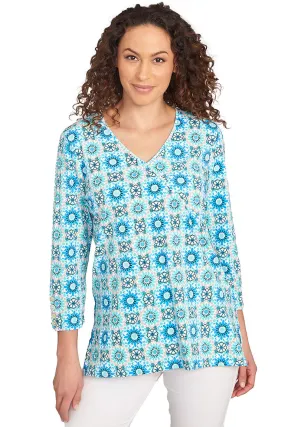 Petite Prints Charming Medallion Surplice Top All-Purpose Minimalist Silhouette