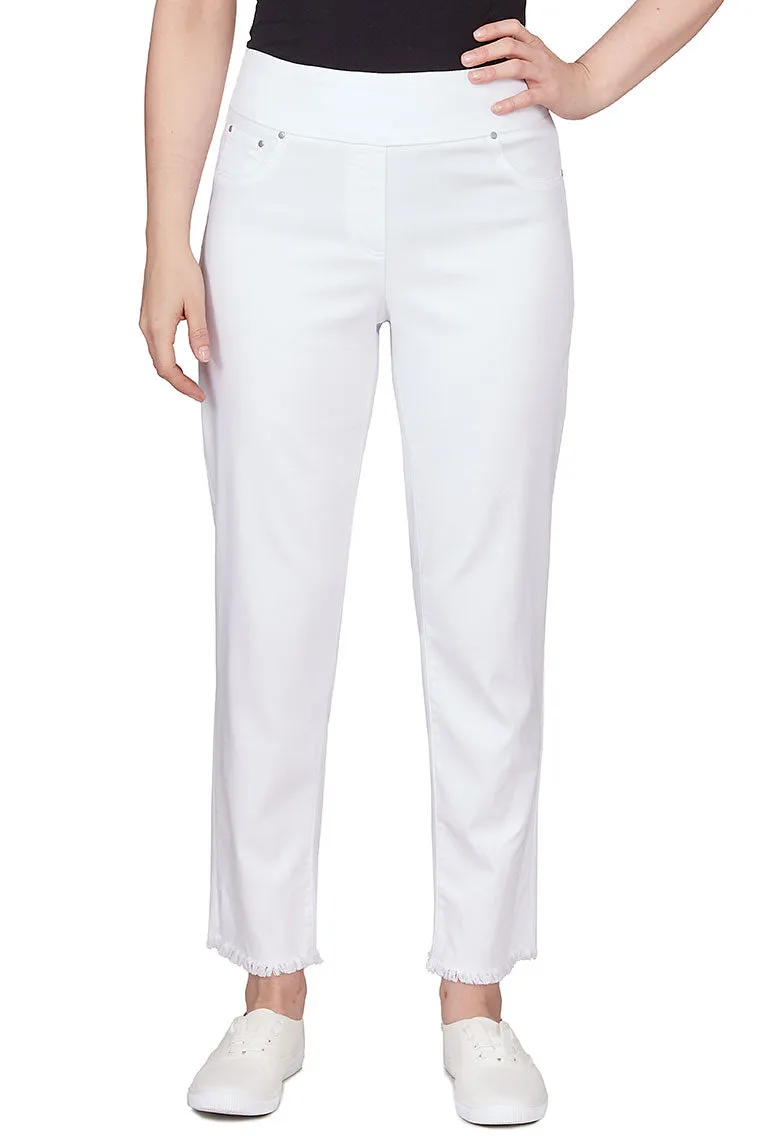 Petite Pull-On Fringed Denim Ankle Pant Adaptable Style