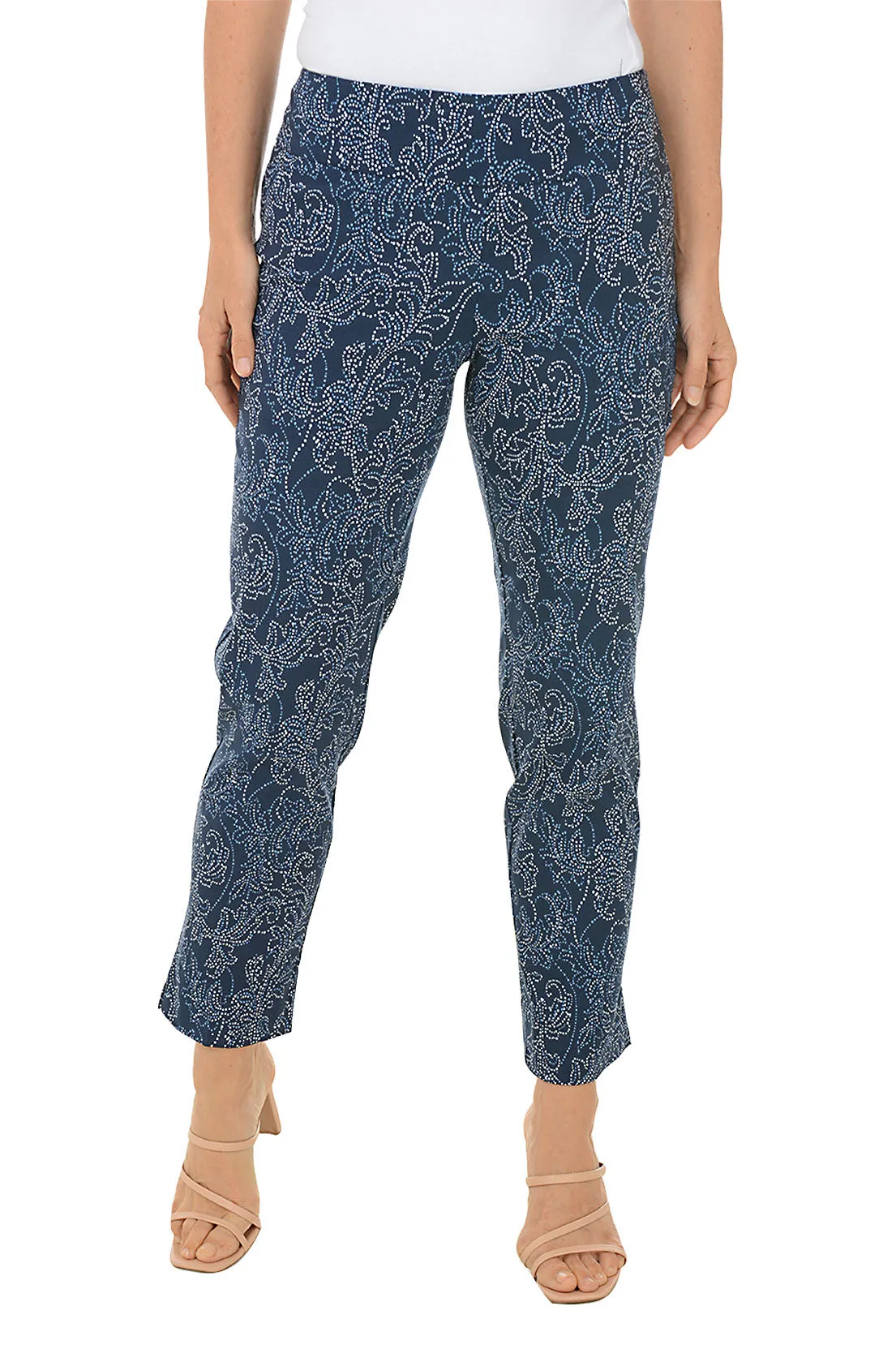 Stretch waistband Full Motion Petite Riviera Flourish Pull-On Ankle Pant