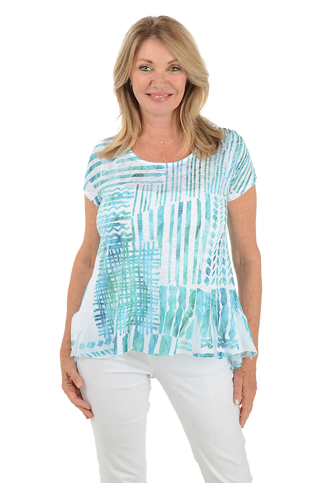 FlexibleCuff Petite Tropical Spots Burnout Knit Top
