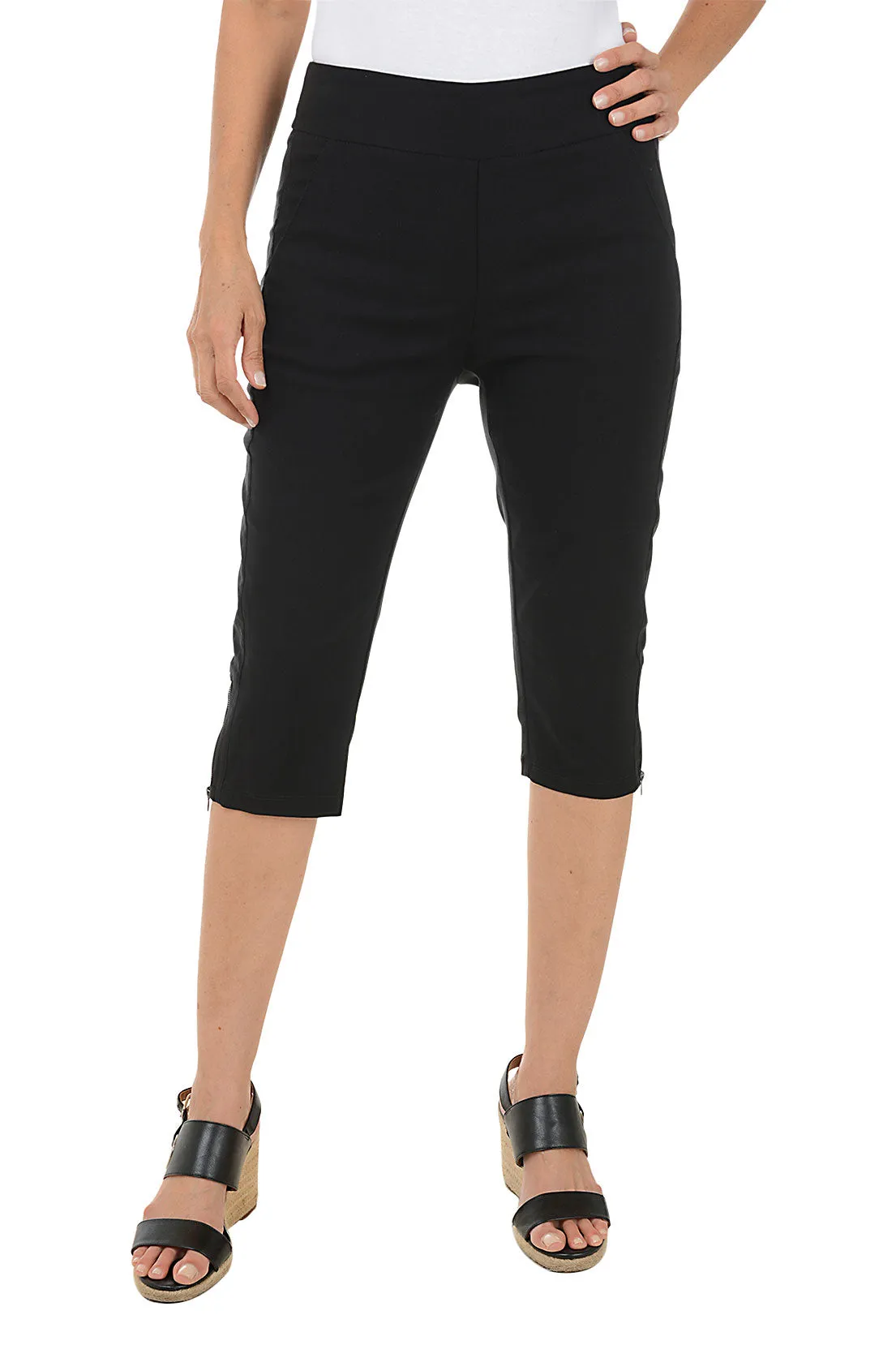 Petite Zip Hem Pull-On Clamdigger Pant LowProfileStitching
