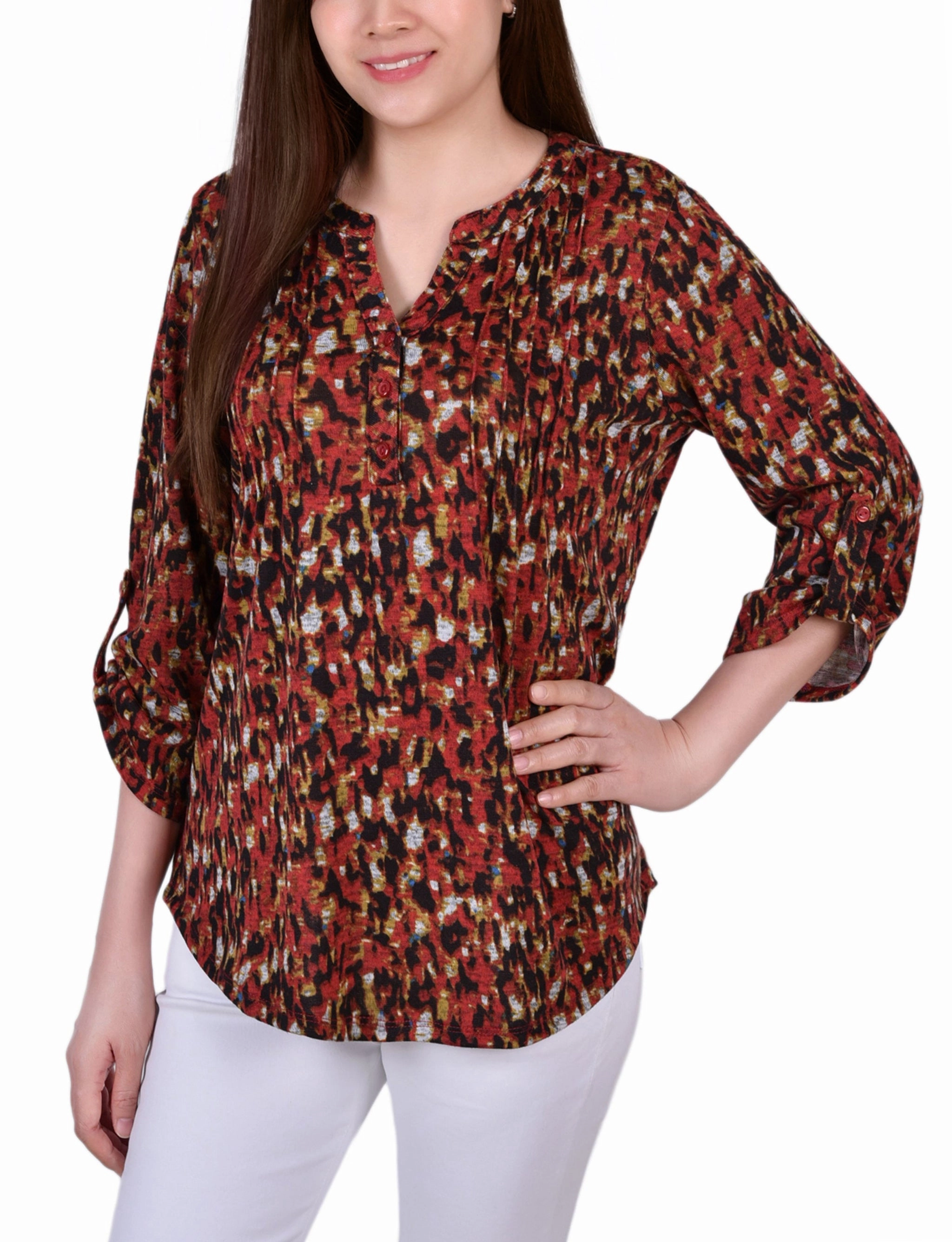 Petite 3/4 Roll Sleeve Top QuickDrySystem