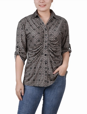 Petite 3/4 Roll Tab Rouched-Front Top Anti Slip Shoulder Padding Eco Conscious Packaging