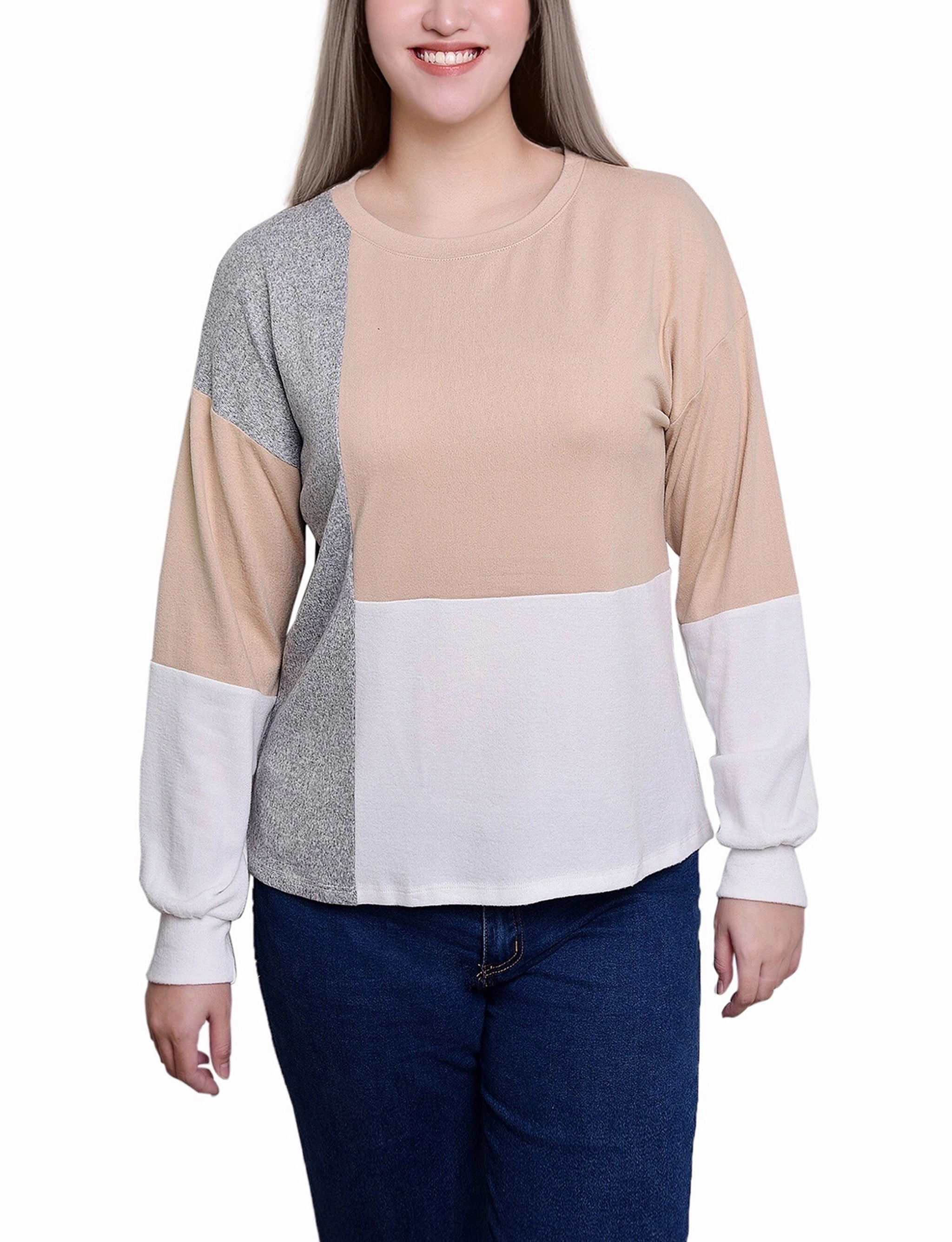 Petite Color-Blocked Top ContrastStitching
