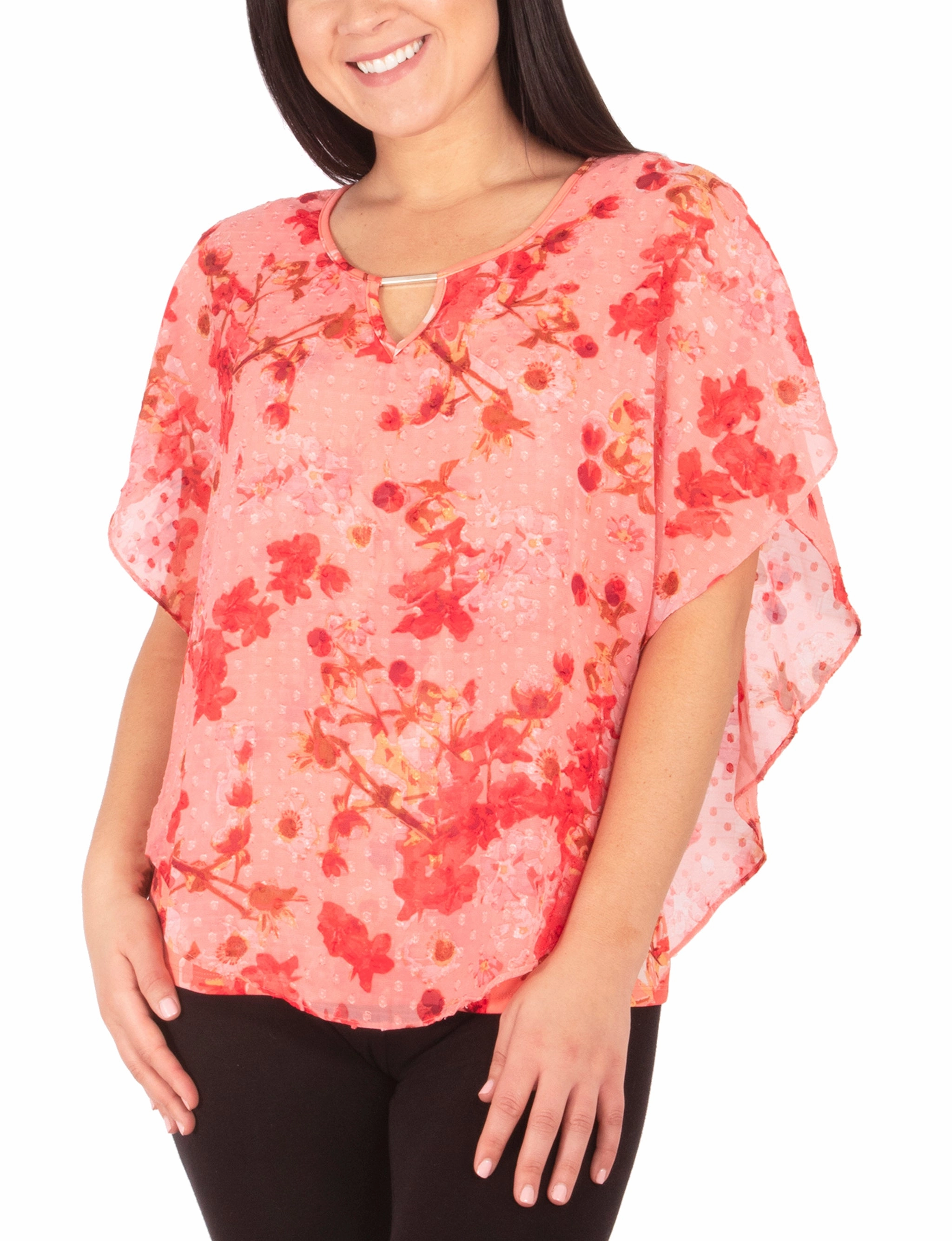 Petite Solid Poncho Top With Hardware At Neck FoldableFeature AntiPill Surface