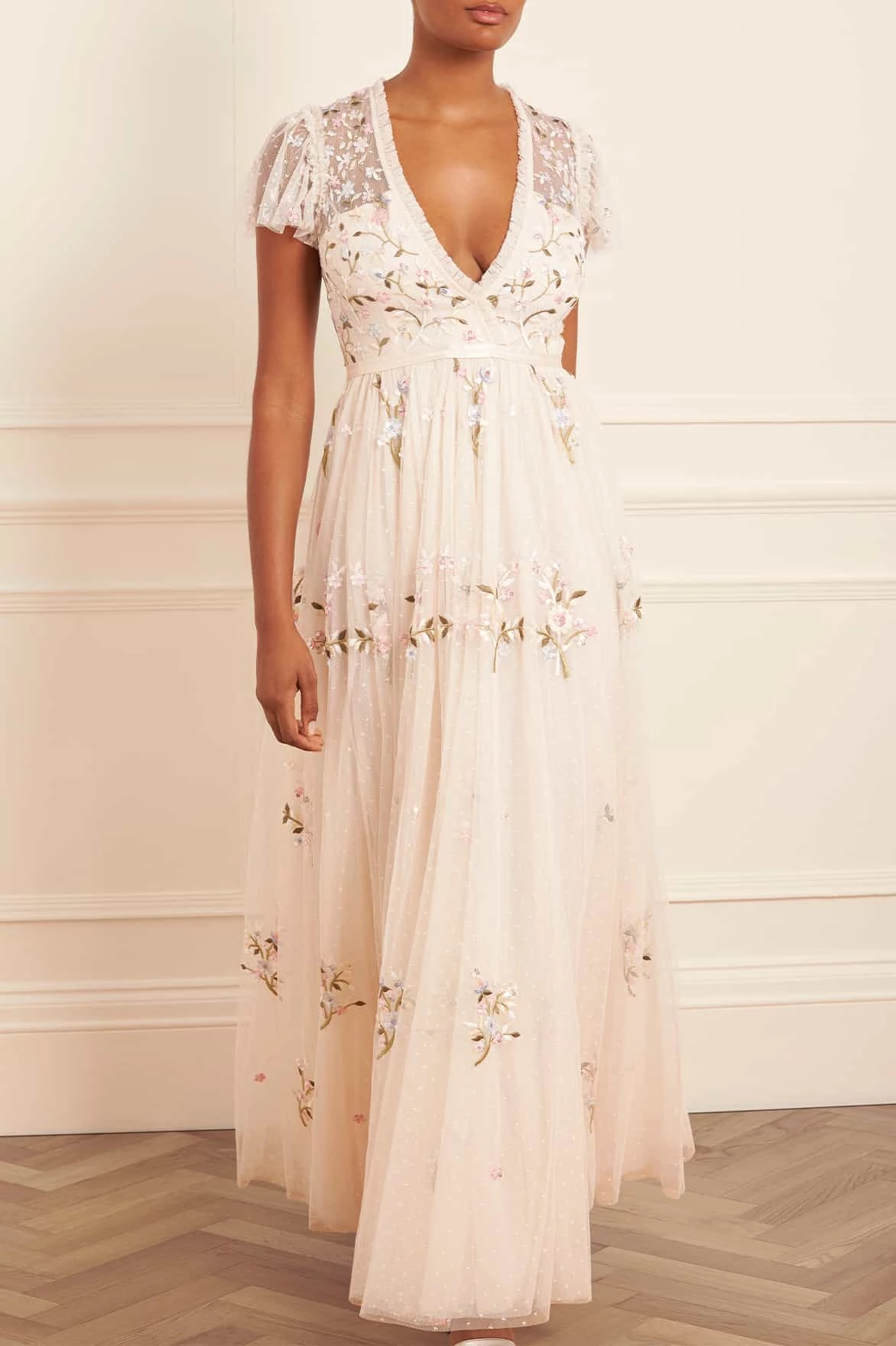 Flexible Fabric Petunia Cap Sleeve Gown