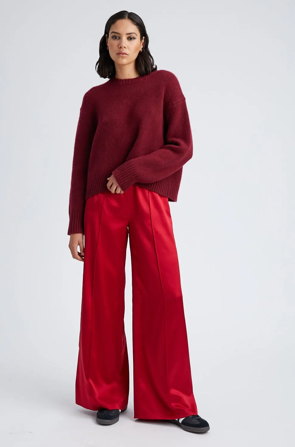 Scarlet Silk Wide Leg Pintuck Pants Breath Flex