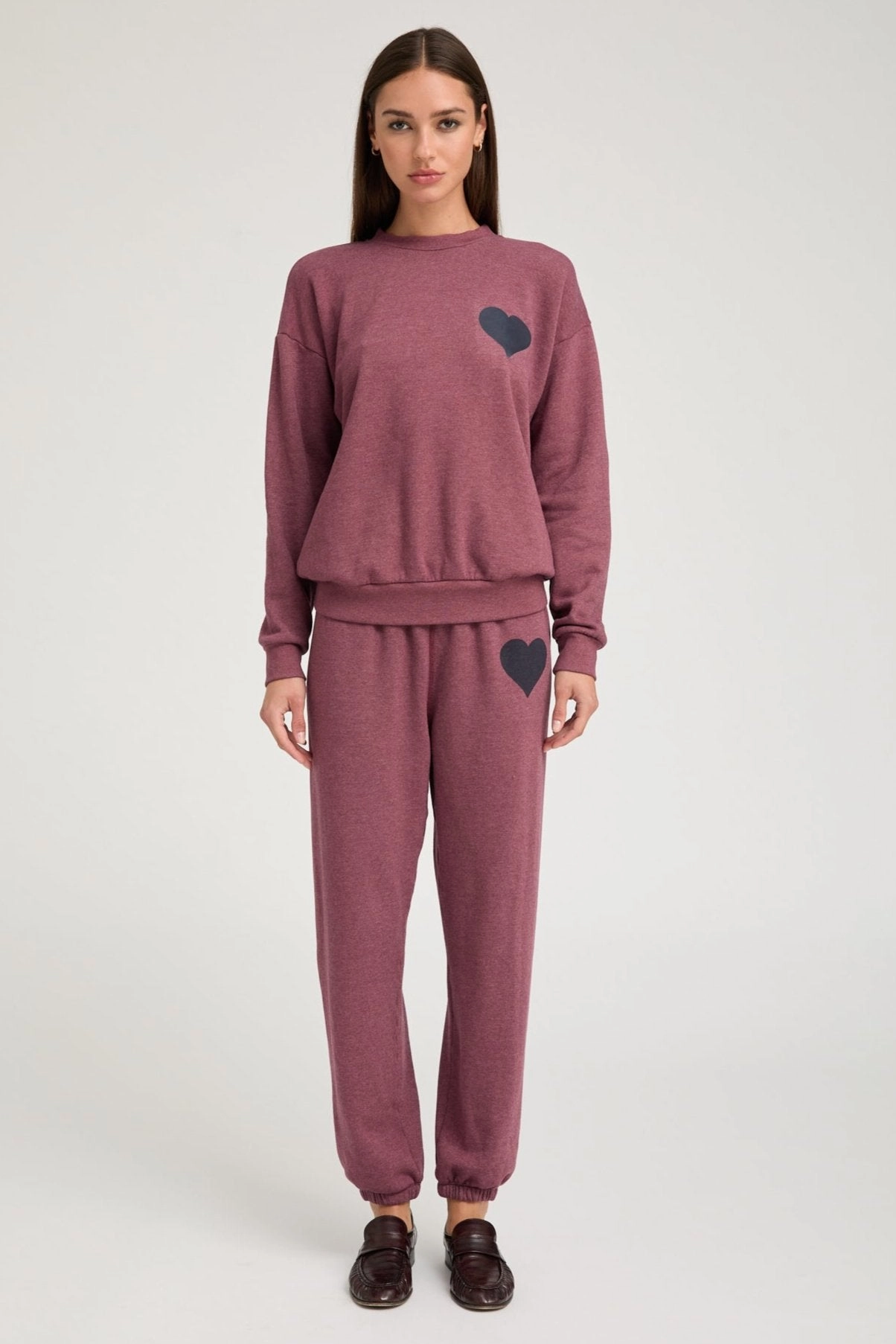 Pinot Heart Sweatpants Layered Collar Design DurableCollarStays