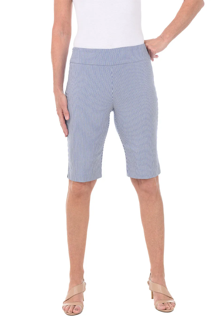 stain guard Fashion Layer Pinstripe Pull-On Bermuda Short
