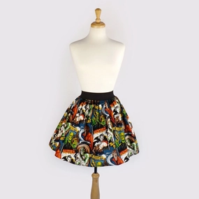 Pinup Hollywood Monsters A-line pleated Skirt #S-AP712 Fold Over Design All Day Look