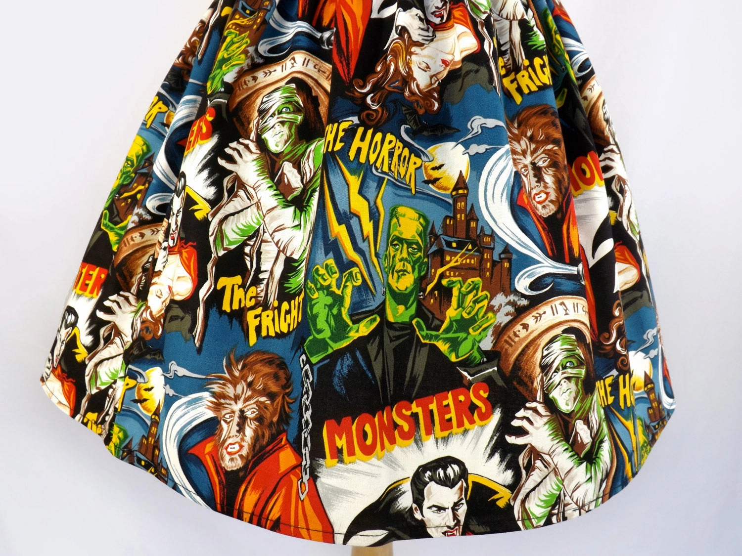 Pinup Hollywood Monsters A-line pleated Skirt #S-AP712 Clean Lines