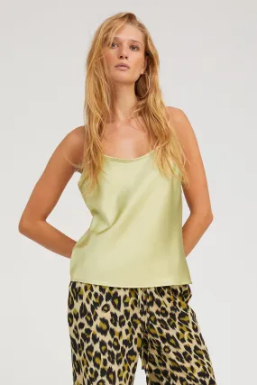 Stretch Material Raw Edge Finish Pistachio Silk Cami