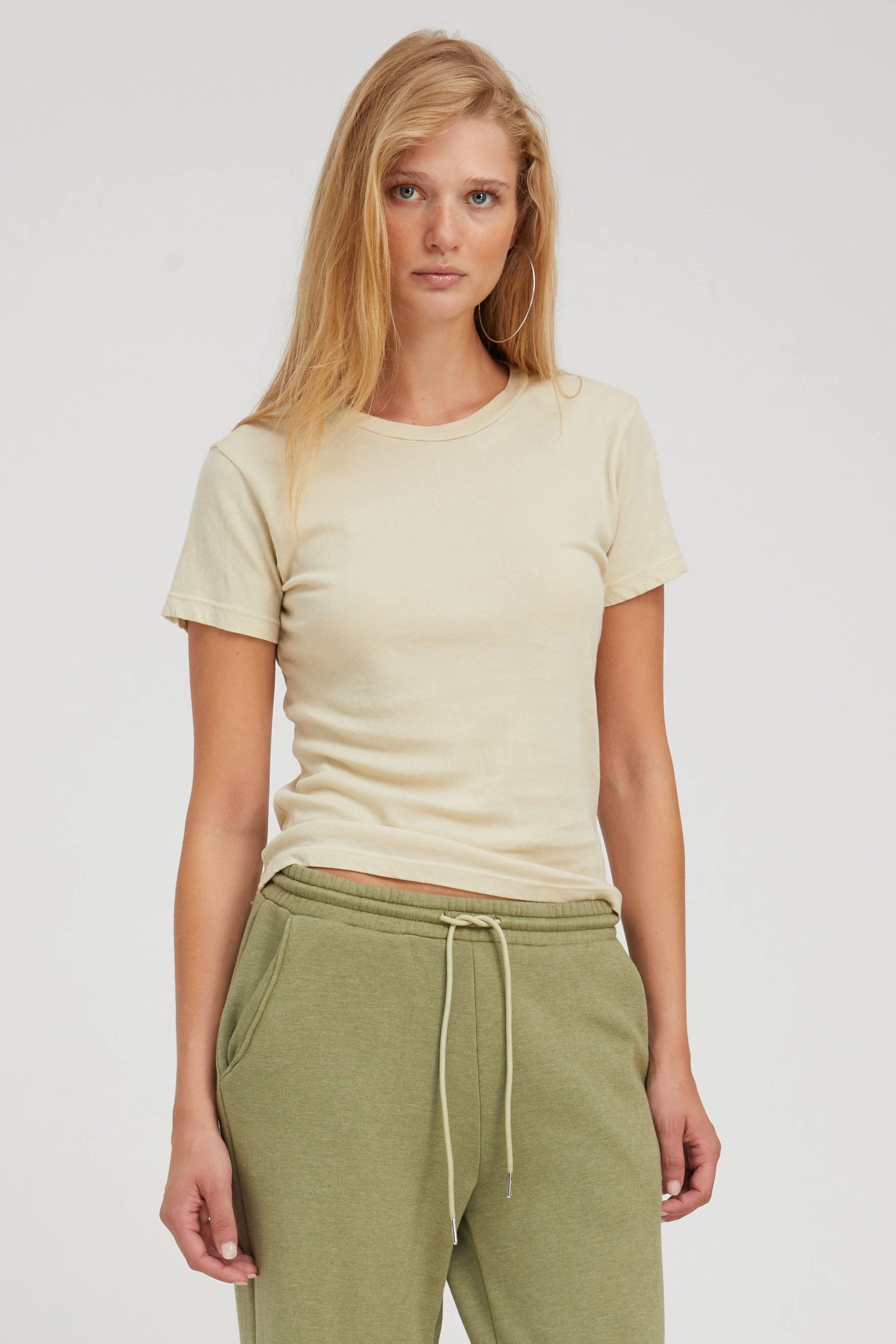 Pistachio Cotton Baby Tee Ventilated Side Panels Double Layered Hem